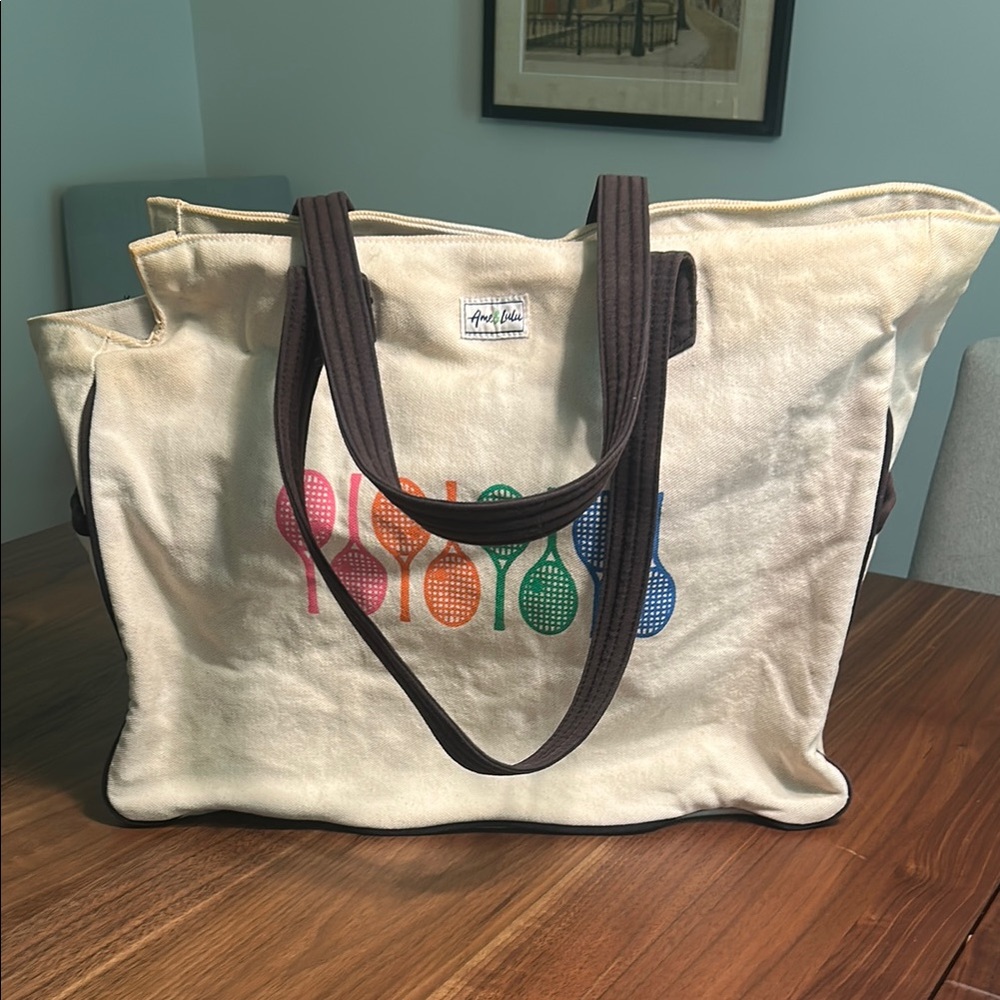 Ame & Lulu Canvas Love All Court Bag with Spacious Design